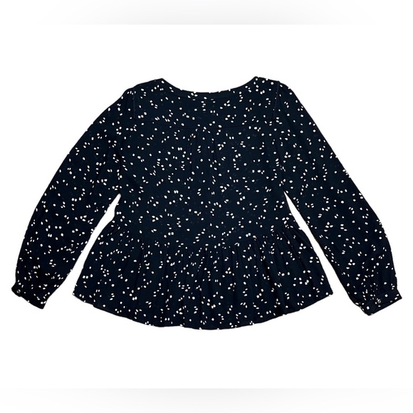 Maeve By Anthropologie Cheyenne Long Sleeve Peplum Top In Black & White Sz XS - Picture 7 of 11